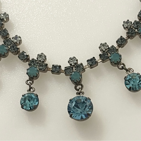 Vintage Blue Prong Set Rhinestone 13” - 16” Necklace - Picture 4 of 16
